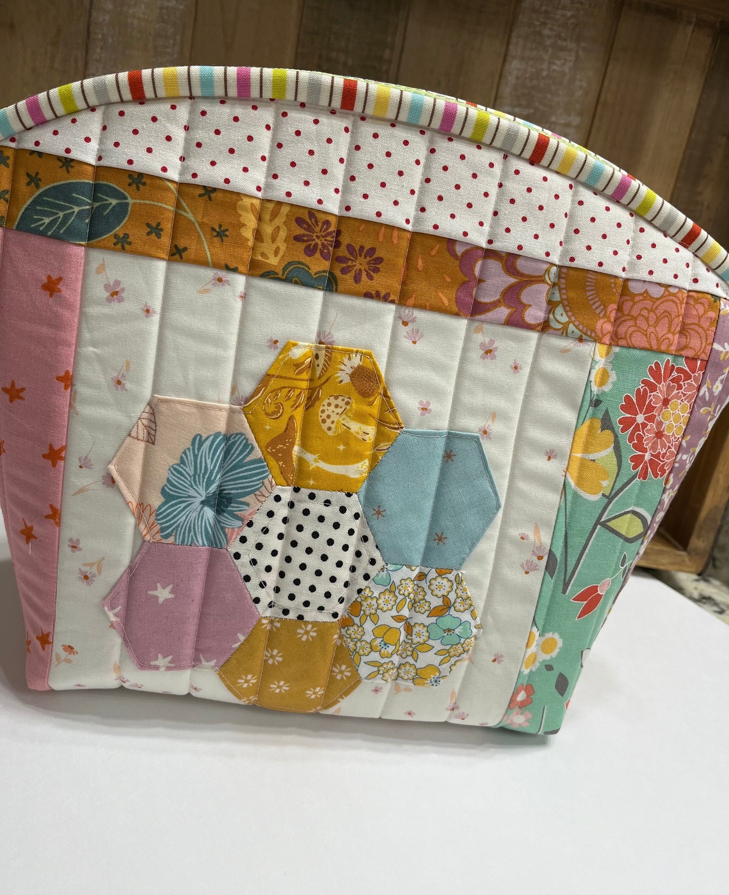 Ready to Ship-quilted patchwork cosmetic zipper bag- free shipping- makeup bag-pink-white-mothers day-graduation