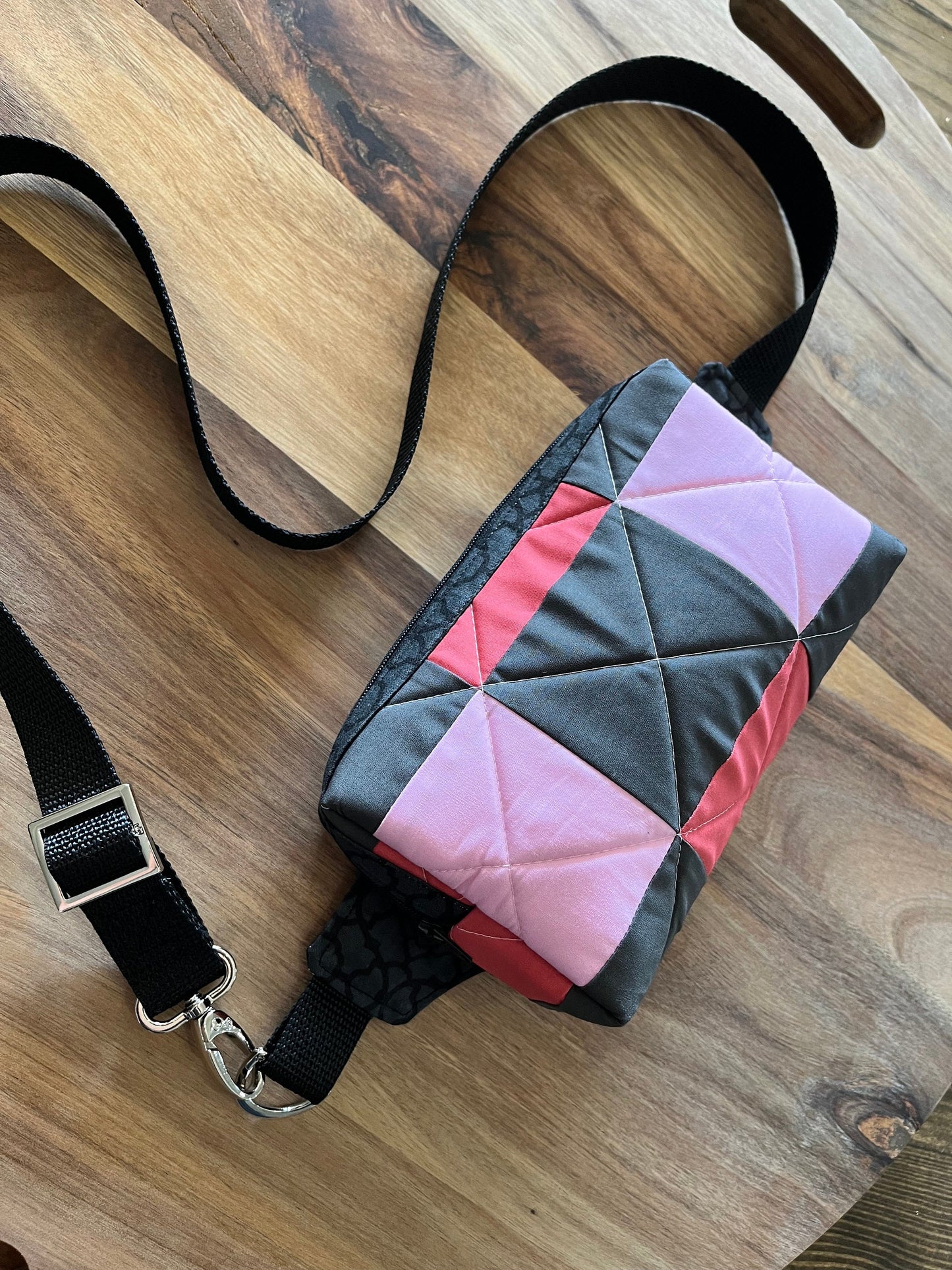 Handmade quilted belt bag, crossbody bag, fanny pack, sling bag, purse, ready to ship, great at holding your phone, keys, money and cards.