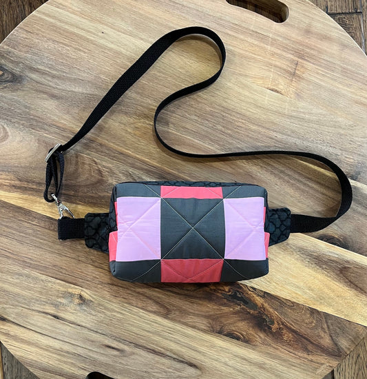 Handmade quilted belt bag, crossbody bag, fanny pack, sling bag, purse, ready to ship, great at holding your phone, keys, money and cards.