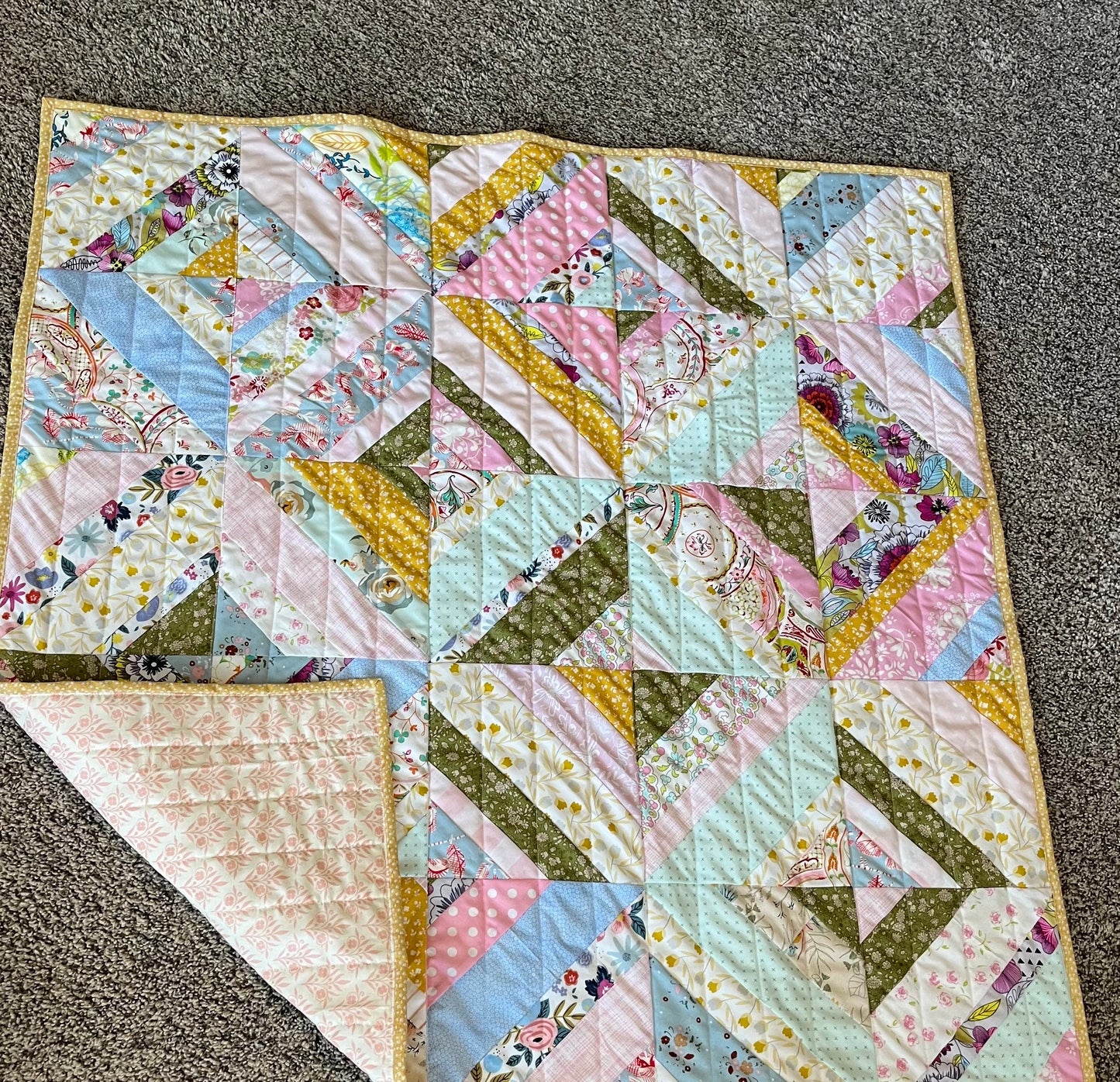 Handmade, Baby Quilt, ready to Ship, cute baby girl quilt