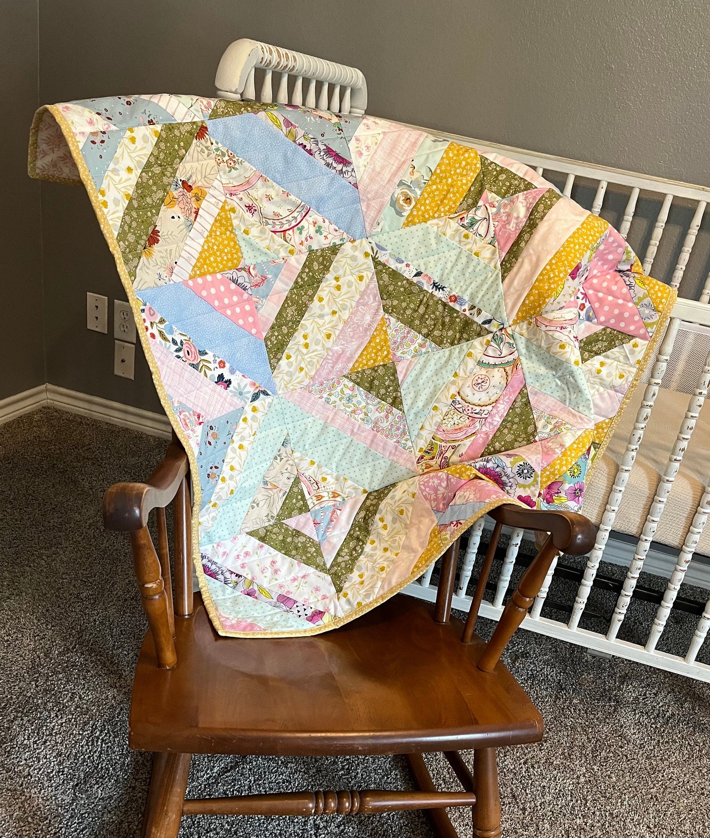 Handmade, Baby Quilt, ready to Ship, cute baby girl quilt