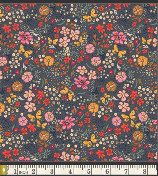 Art Gallery Fabrics-The Flower Fields-floral-Floral Abundance Shade-pink-blue-green-yellow