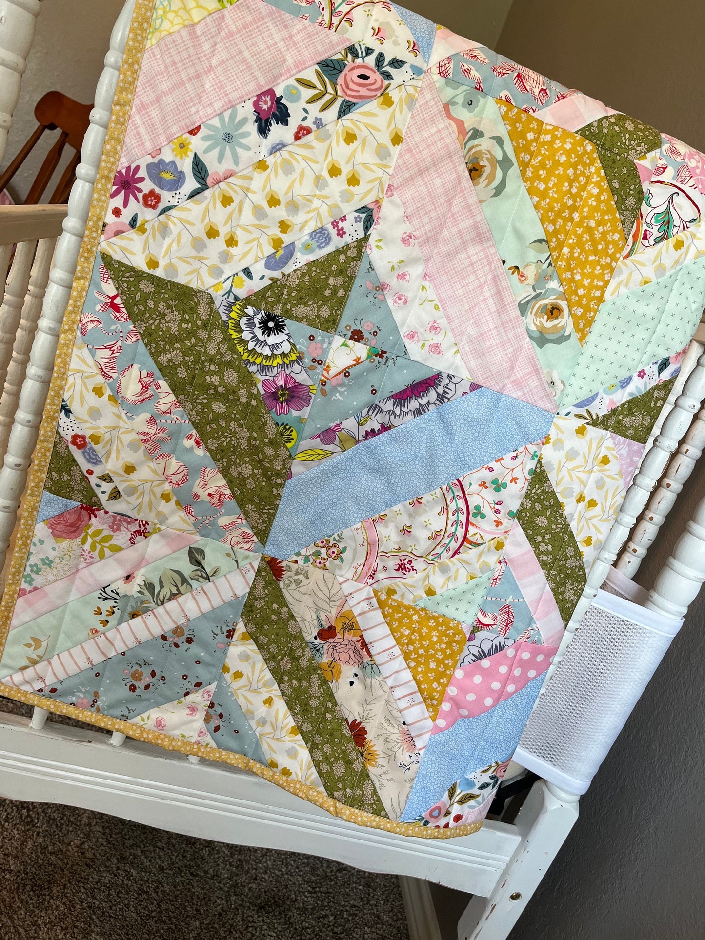 Handmade, Baby Quilt, ready to Ship, cute baby girl quilt