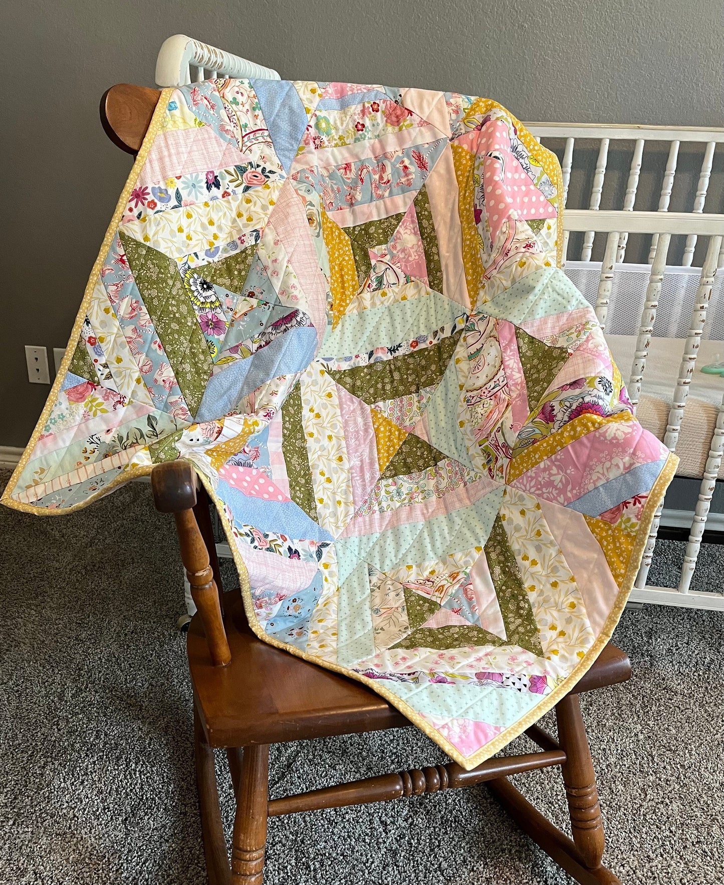 Handmade, Baby Quilt, ready to Ship, cute baby girl quilt